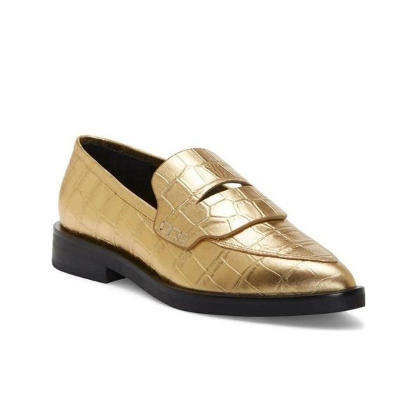 Rebecca Minkoff Pacey Penny GOLD LEATHER women's Loafer Size 5 NEW - Picture 1 of 9